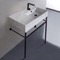 Marble Design Ceramic Console Sink and Matte Black Stand, 32